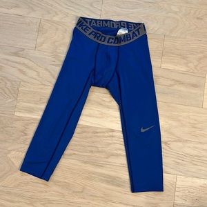 Nike 3/4 Blue Mens Compression Tights